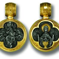 Medalion din argint aurit cu Deisis si Maica Domnului